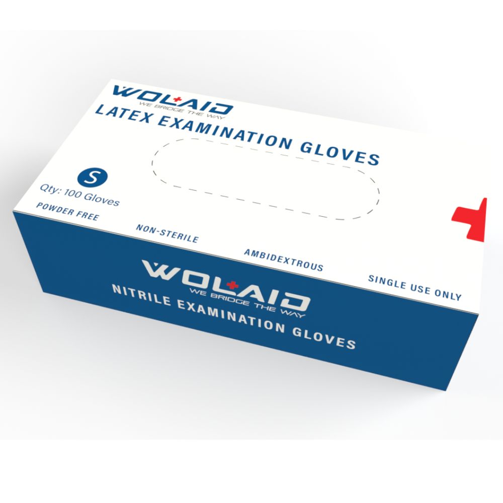 Wolaid Latex Examination Gloves Powder Free Small 100's