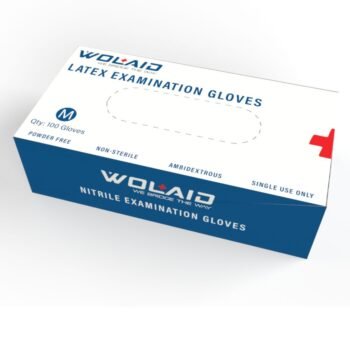 Wolaid Latex Examination Gloves Powder Free Medium 100's
